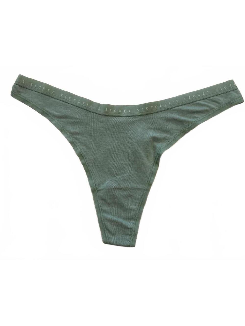 Victoria's Secret Green High Leg Thong Panty Logo Waistband M NWT